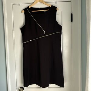 DKNY | Women's Scuba with Zipper Detail Fit and Flare dress black